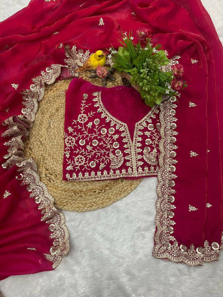Joban Fashion Red Frendy Satin Silk Party Wear Sarees | Grocsy