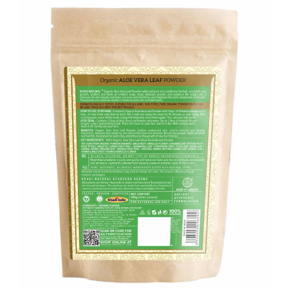 Khadi Natural Organic Aloe Vera Leaf Powder | Grocsy