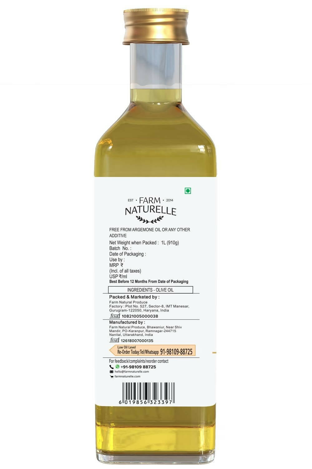 Farm Naturelle Extra Virgin Olive Oil 100% Pure, Natural Extra-Virgin Oil | Grocsy
