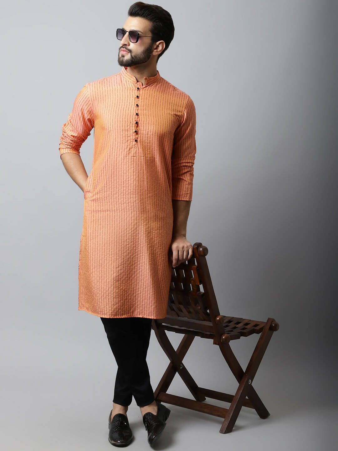 Even Apparels Red Color Pure Cotton Men's Kurta With Side Placket (STR1199) | Grocsy