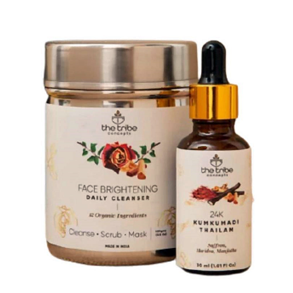 The Tribe Concepts Face Brightening Daily Cleanser & 24K Kumkumadi Thailam | Grocsy