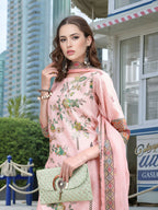 Joban Fashion Pink Position Digital Print With Position Foil Kurta Set | Grocsy