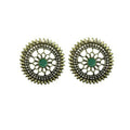 Tiaraa Green Golden Floral Antique Stud Fashion Earrings
