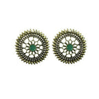 Tiaraa Green Golden Floral Antique Stud Fashion Earrings