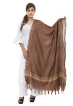 Mominos Fashion Moeza Slub Cotton Brown Dupatta | Grocsy