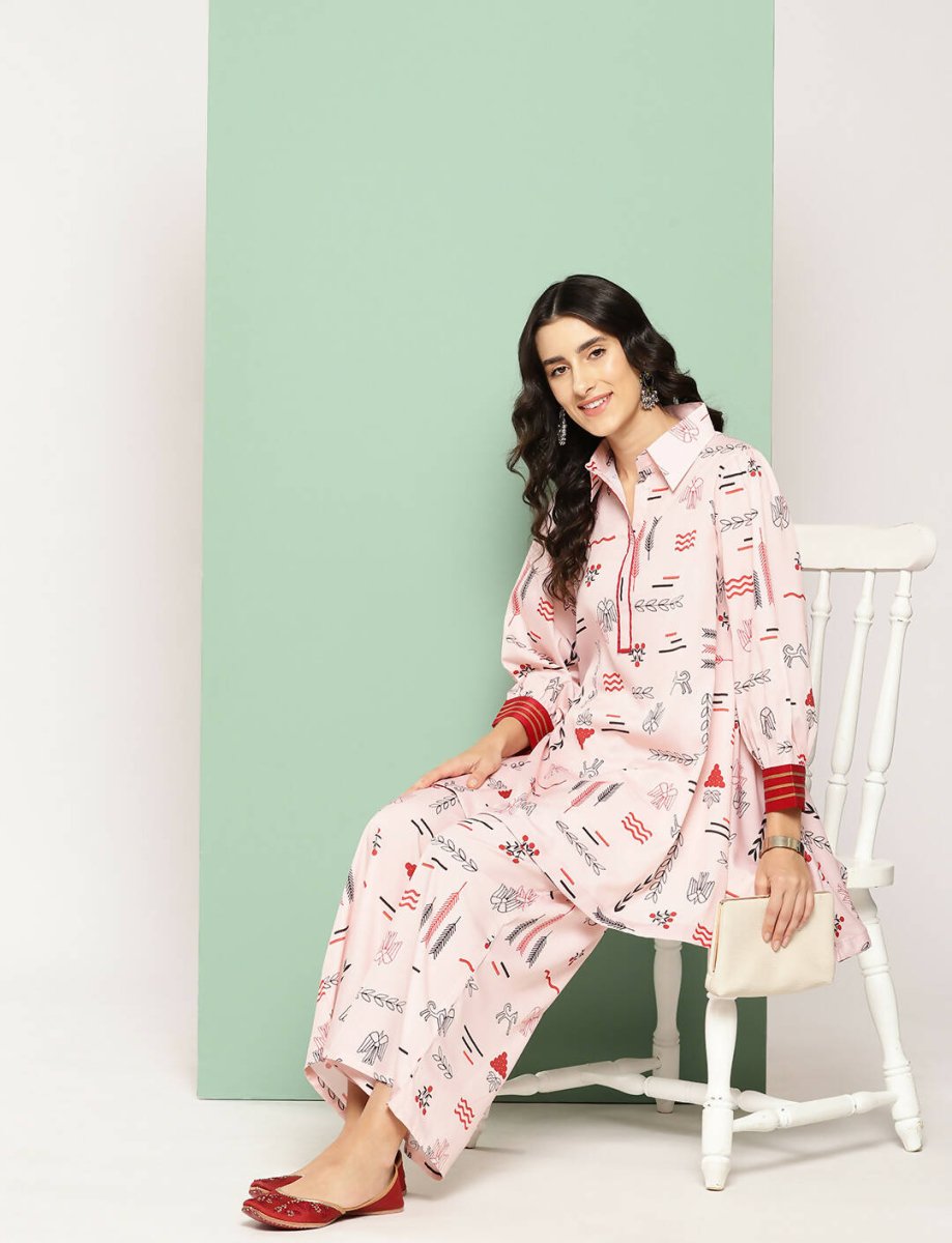 Ahalyaa Women's Traditional Wear Co-ods - Peach | Grocsy