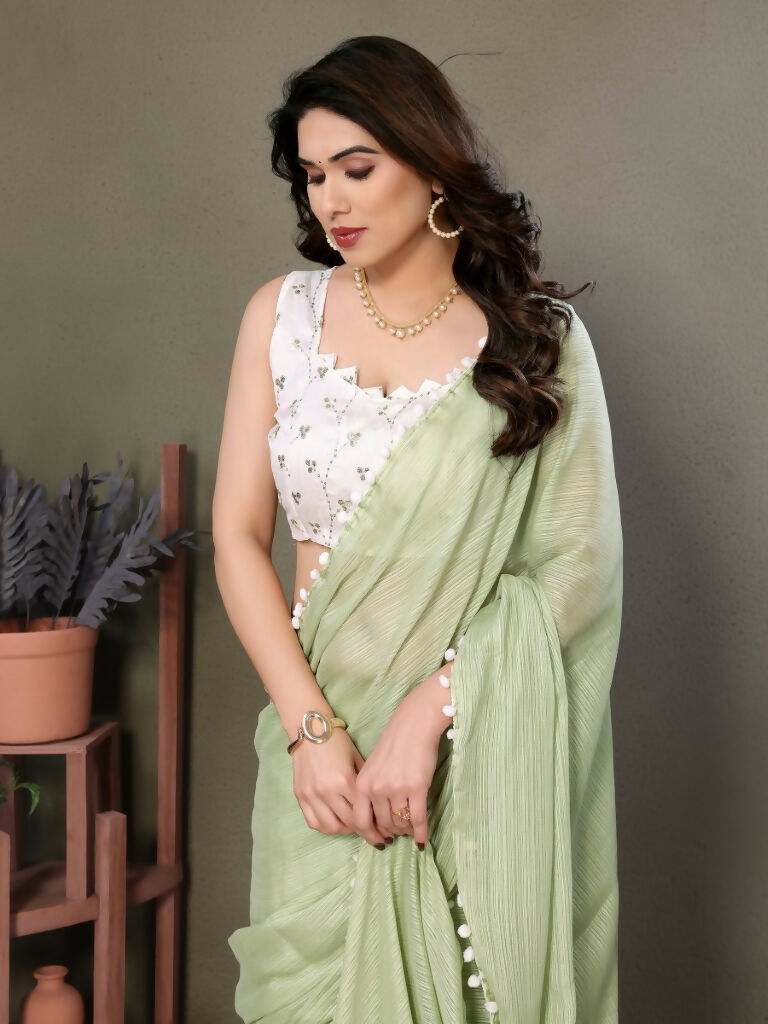 Designer Partywear Pista Banglor Fancy Saree - Kanak | Grocsy