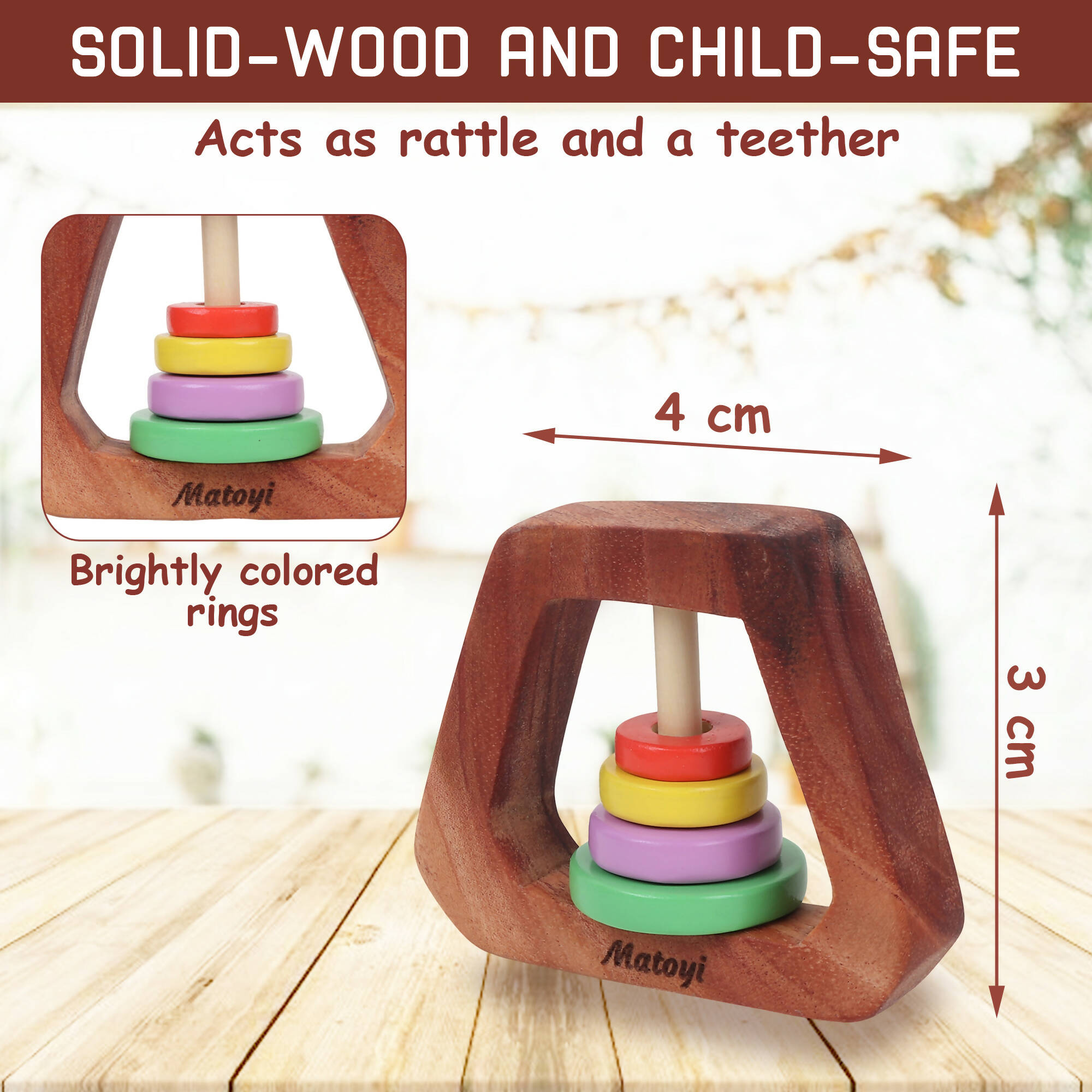 Matoyi 3 Rattle & 3 Teether & Trapezium & Fish For Kids | Grocsy