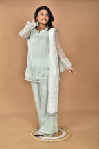 Morchari Women And Hand Embroidery Palazzo Set-Green | Grocsy