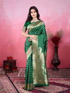 Vedant Vastram Banarasi Silk Fashion Saree - Green | Grocsy