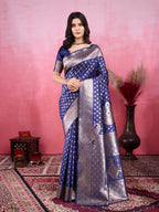 Vedant Vastram Banarasi Silk Fashion Saree - Navy | Grocsy