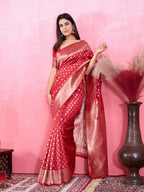 Vedant Vastram Banarasi Silk Fashion Saree - Red | Grocsy