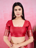 Vedant Vastram Banarasi Silk Fashion Saree - Red | Grocsy