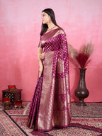 Vedant Vastram Banarasi Silk Fashion Saree - Wine | Grocsy