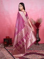 Vedant Vastram Banarasi Silk Fashion Saree - Wine | Grocsy