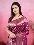 Vedant Vastram Banarasi Silk Fashion Saree - Wine | Grocsy