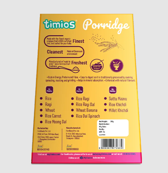 Timios Organic Rice Moong Dal Porridge | Grocsy