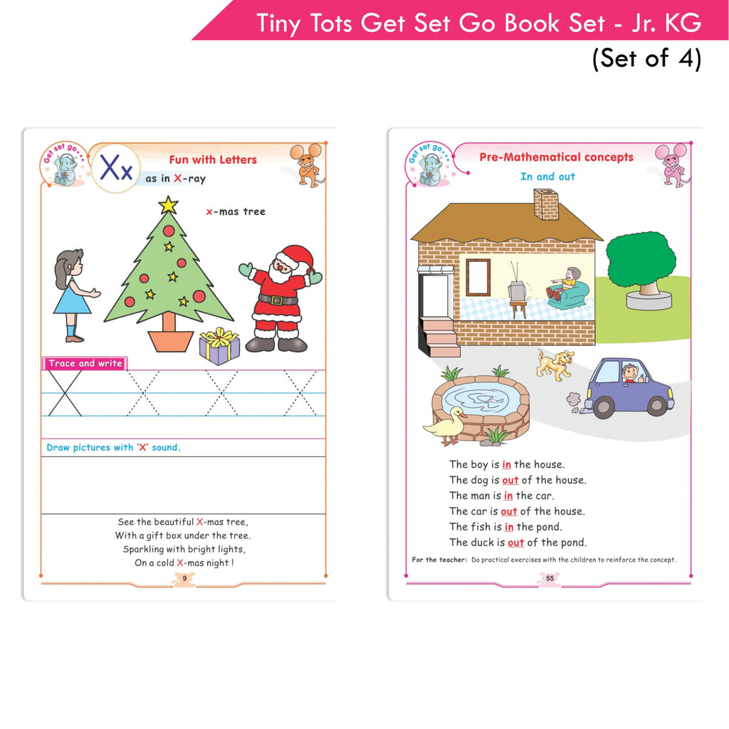 Tiny Tots Get Set Go Preschool Learning Junior KG Books Set of 4| Term wise Education Books| Ages 4-5 Years | Grocsy