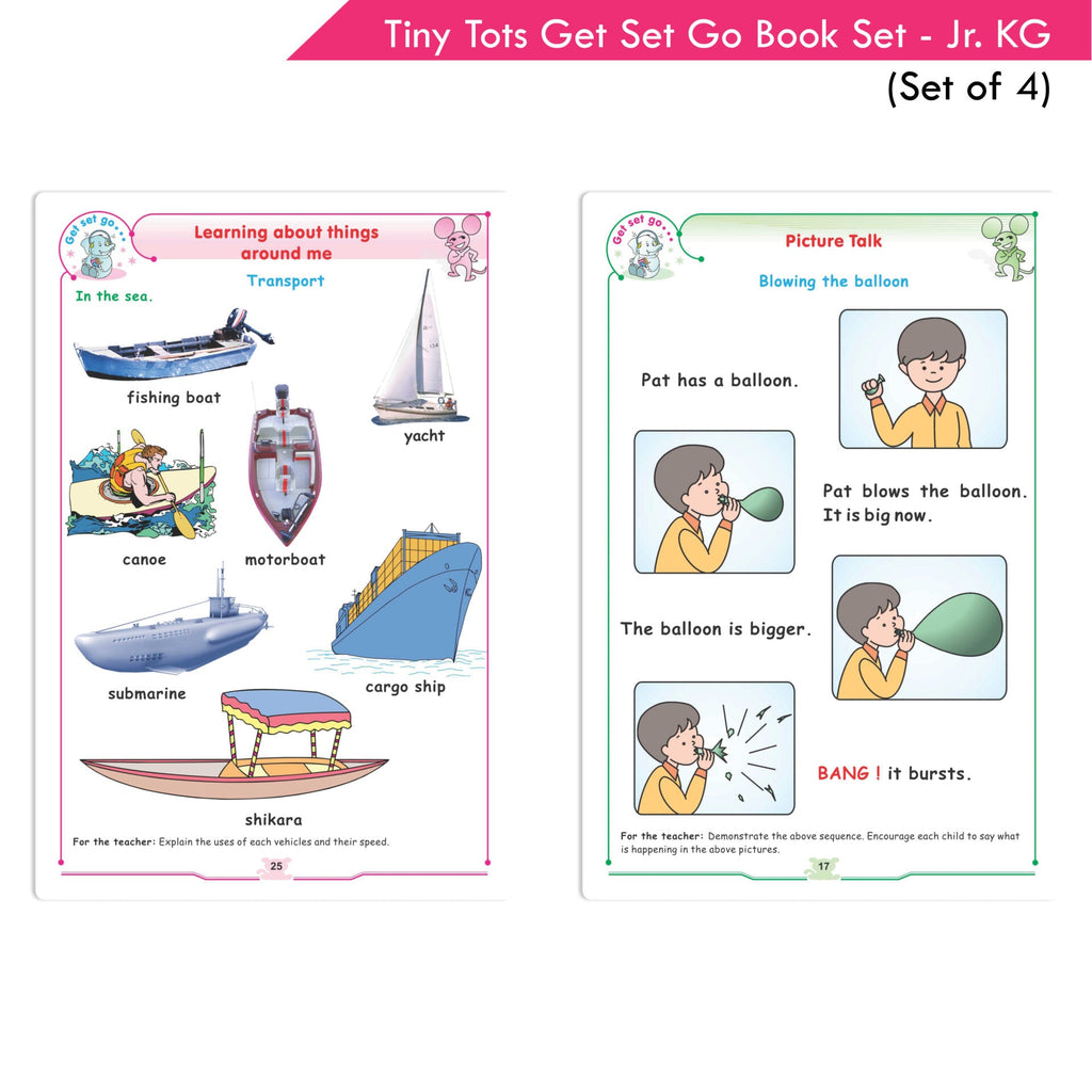 Tiny Tots Get Set Go Preschool Learning Junior KG Books Set of 4| Term wise Education Books| Ages 4-5 Years | Grocsy