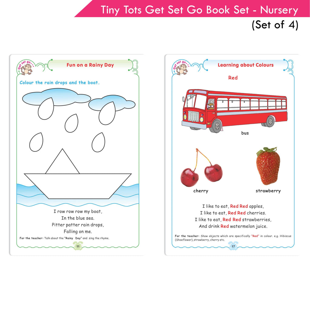 Tiny Tots Get Set Go Preschool Learning Nursery Books Set of 4| Term wise Education Books| Ages 3-4 Years | Grocsy