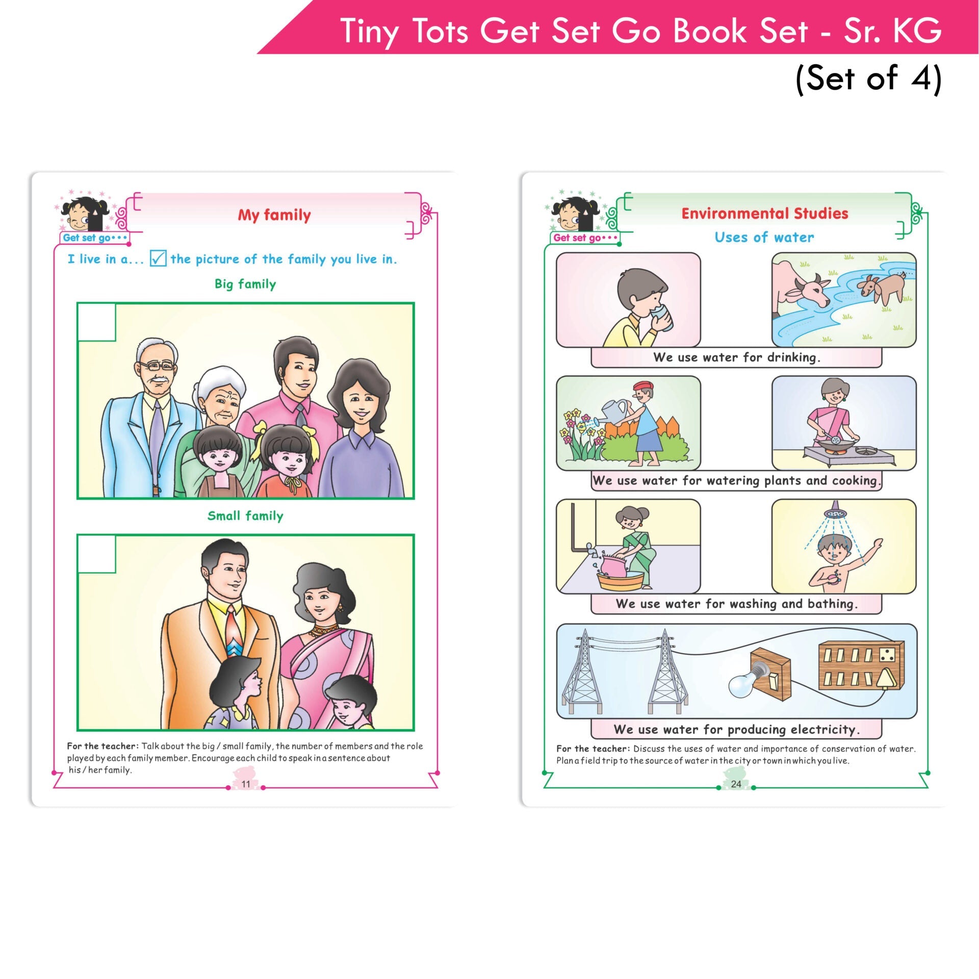 Tiny Tots Get Set Go Preschool Learning Senior KG Books Set of 4| Term wise Education Books| Ages 5-6 Years | Grocsy