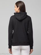 PAVONINE Black Color Butterfly-Design Pullover Hoodie Sweatshirt For Girls | Grocsy