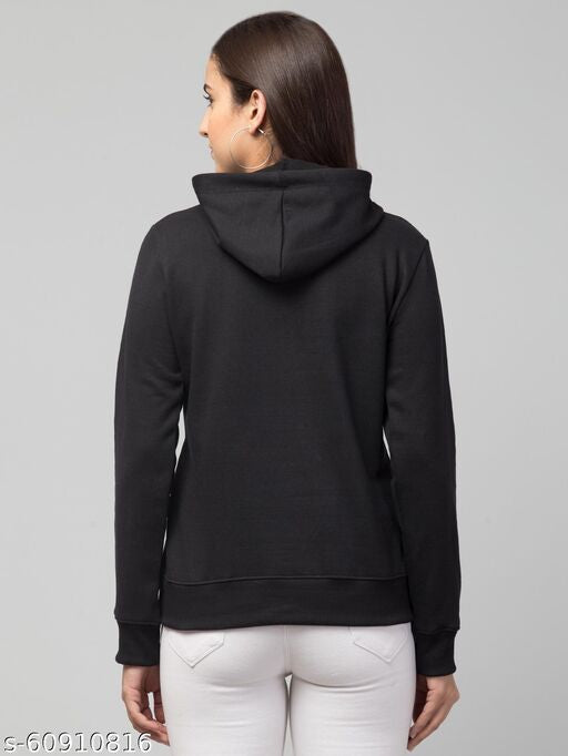 PAVONINE Black Color Butterfly-Design Pullover Hoodie Sweatshirt For Girls | Grocsy