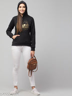 PAVONINE Black Color Butterfly-Design Pullover Hoodie Sweatshirt For Girls | Grocsy