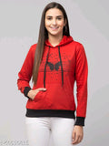 PAVONINE Red Color Butterfly-Design Pullover Hoodie Sweatshirt For Girls | Grocsy