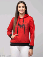 PAVONINE Red Color Butterfly-Design Pullover Hoodie Sweatshirt For Girls | Grocsy