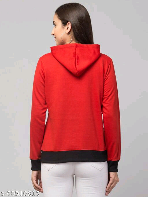 PAVONINE Red Color Butterfly-Design Pullover Hoodie Sweatshirt For Girls | Grocsy