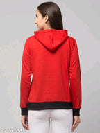 PAVONINE Red Color Butterfly-Design Pullover Hoodie Sweatshirt For Girls | Grocsy