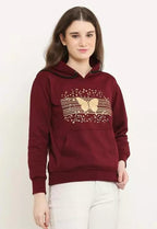 PAVONINE Wine Color Butterfly-Design Pullover Hoodie Sweatshirt For Girls | Grocsy