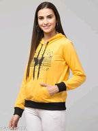 PAVONINE Yellow Color Butterfly-Design Pullover Hoodie Sweatshirt For Girls | Grocsy