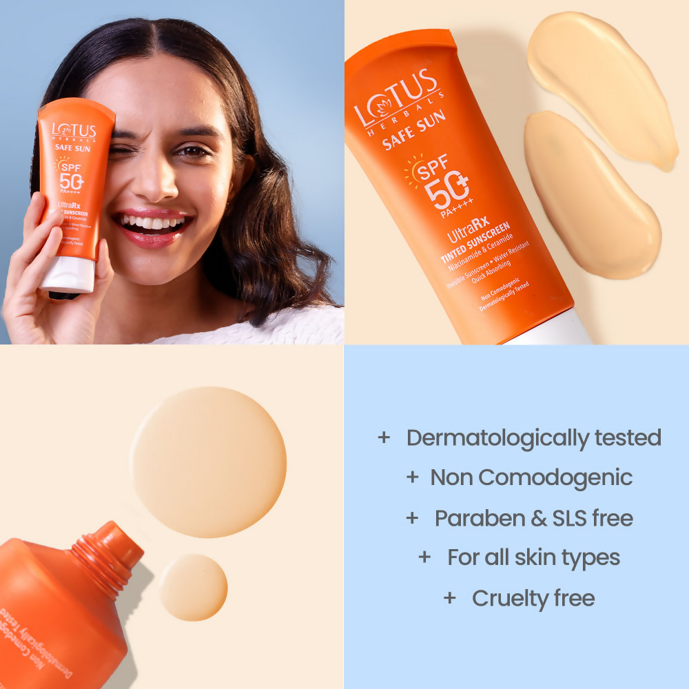Lotus Herbals Safesun Ultrarx Tinted Sunscreen SPF 50+ PA++++ | Grocsy