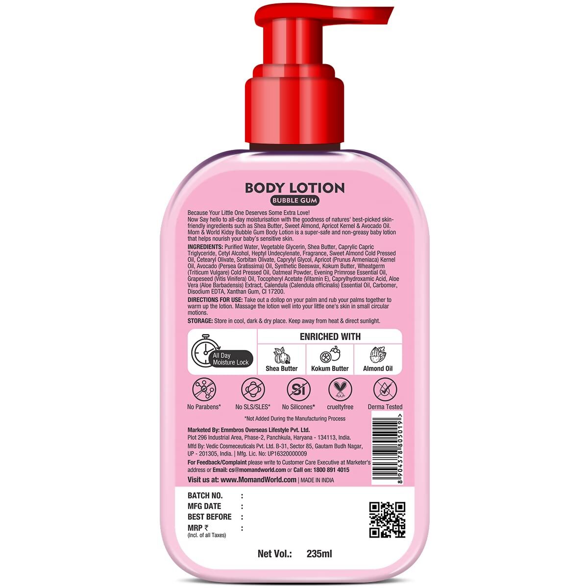 Mom & World Kidsy Bubble Gum Moisturising Body Lotion | Grocsy