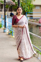 maroon Pure Georgette Warli Saree with Unstitched Blouse - Hiral Fashion | Grocsy
