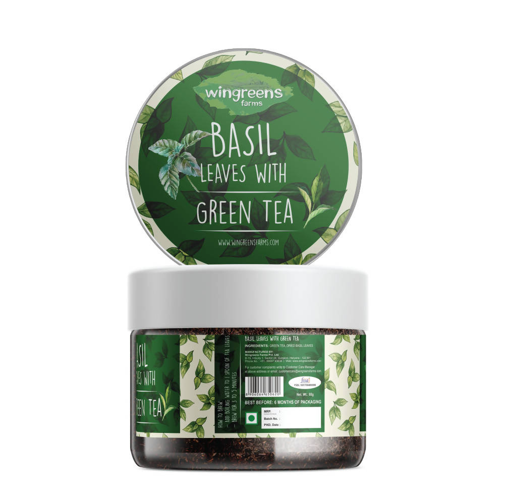 Wingreens Farms Basil Leaves With Green Tea | Grocsy