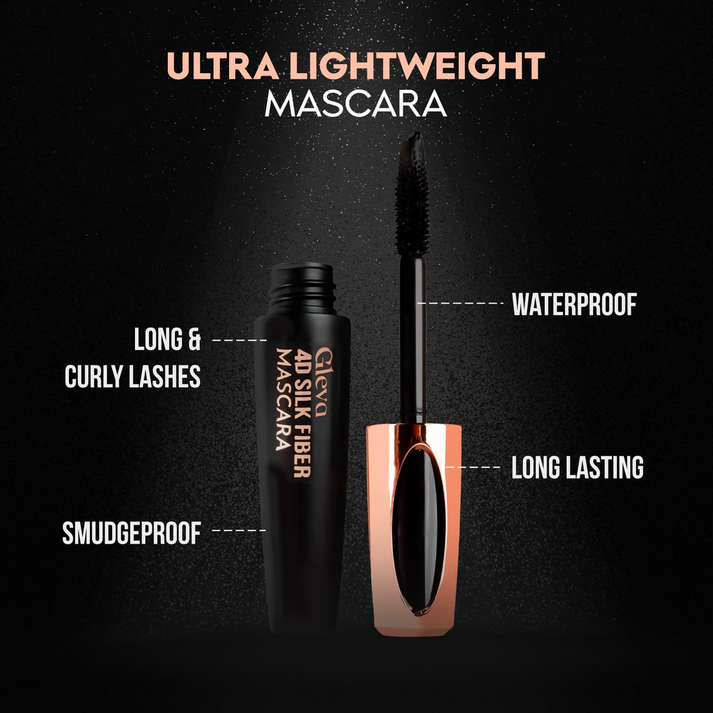 Gleva 4D Silk Fibre Mascara - Black | Grocsy