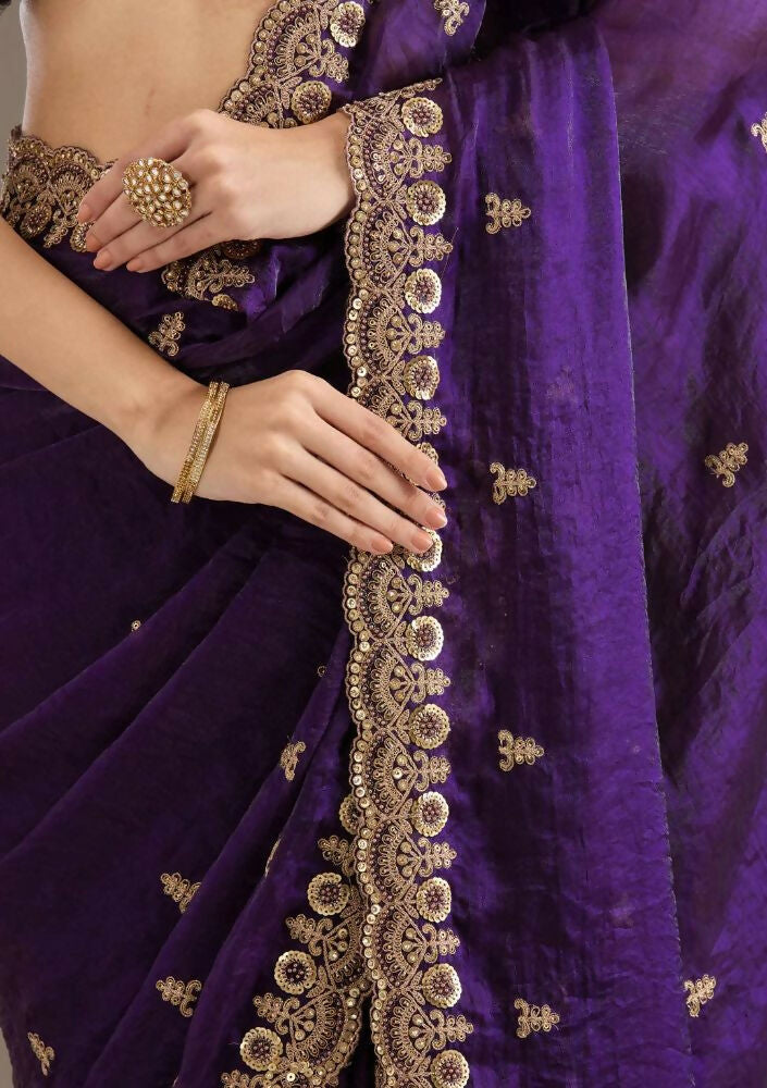 Joban Fashion Blue Frendy Satin Silk Party Wear Sarees | Grocsy