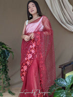 Vamsee Murari Red Super Net Saree | Grocsy