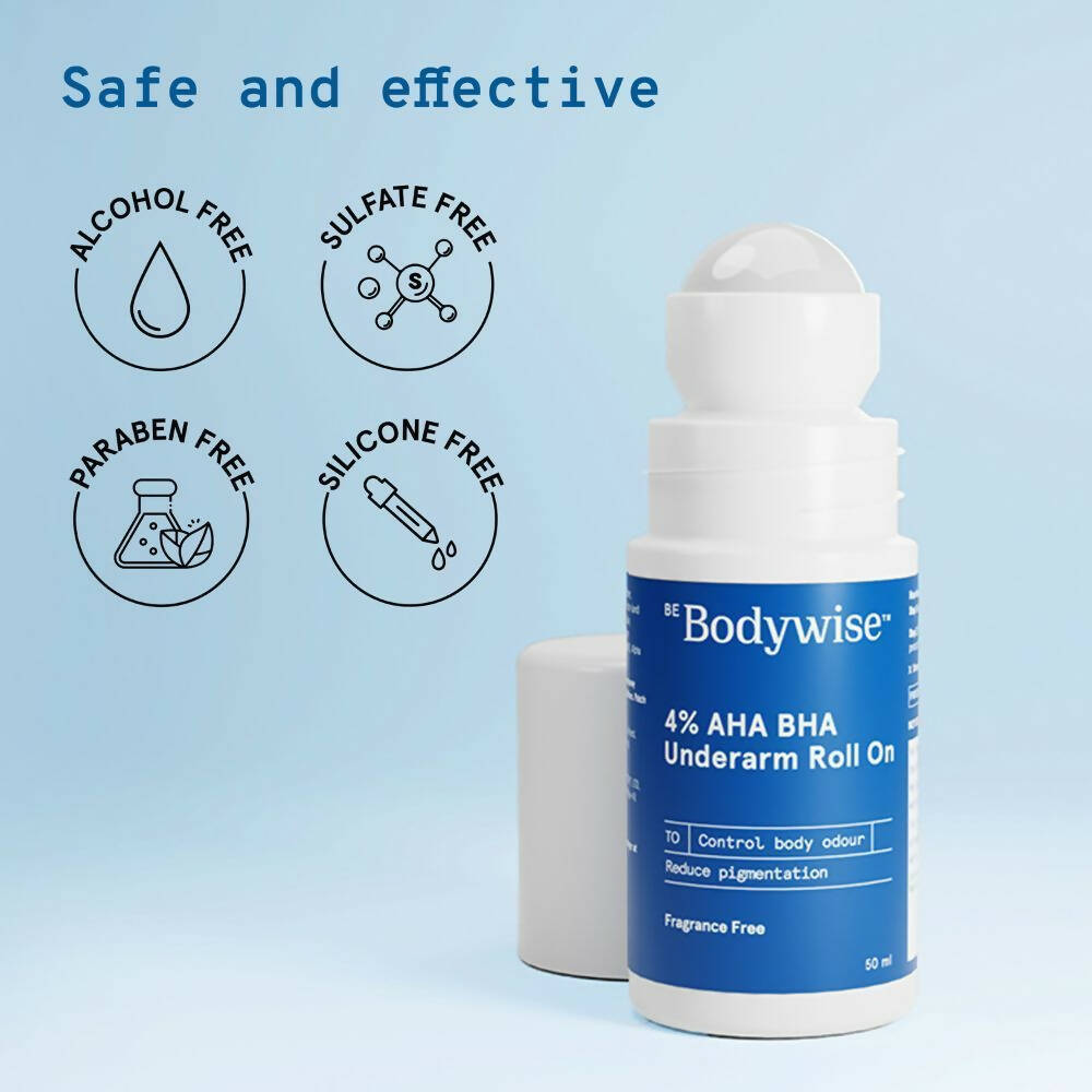 BeBodywise 4% AHA BHA Underarm Roll On - Fragrance Free | Grocsy