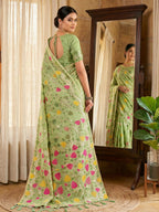 Shree Shyam Fashion Green Linen Cotton Saree | Grocsy