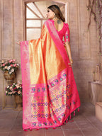 Aastha Fashion Gold Banarasi Tissue Silk Weaving Saree | Grocsy