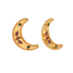Nuyug 22K Gold Plated Pink Lunar Earrings | Grocsy