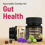 Gynoveda Gut Health Liver Detox + Trika-Gold Ayurvedic Tablets Combo | Grocsy