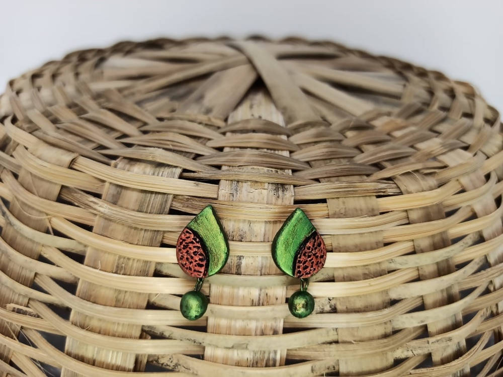 Terracotta Water Drop Ear Studs | Grocsy