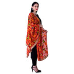 SWI Stylish Women's Embroidered Phulkari Chiffon Red Dupatta | Grocsy