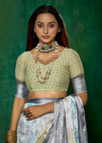 Joban Fashion Dola Silk With Zari Border Shaded Multi Color Work Saree | Grocsy