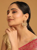 Nuyug 18k Gold-Plated American Diamonds Studded Contemporary Shaped Dangler Earrings | Grocsy